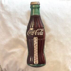Vintage 1950s Coca-Cola Bottle Tin Thermometer Home Kitchen Retro Diner Decor